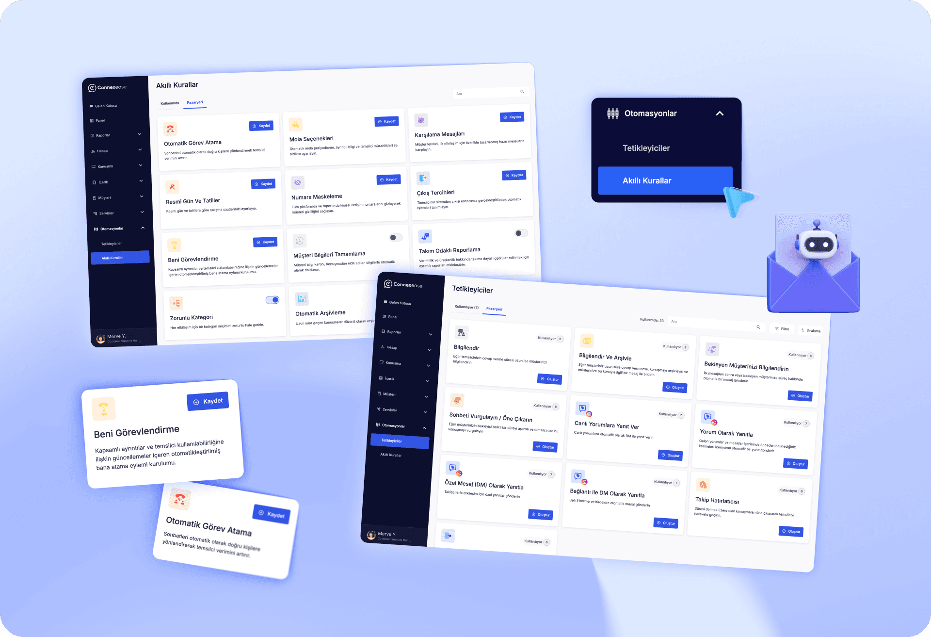 Müşteri iletişimini otomasyonlar ve entegre chatbot akışlarıyla yönetin
